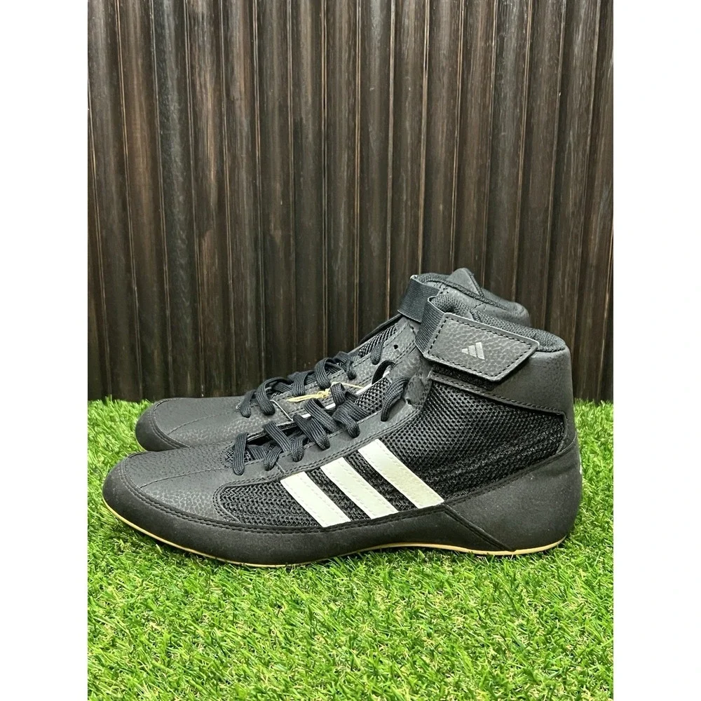 Size 8.5 - Adidas Mens HVC AQ3325 Black White Wrestling Boxing MMA Sneaker Shoes